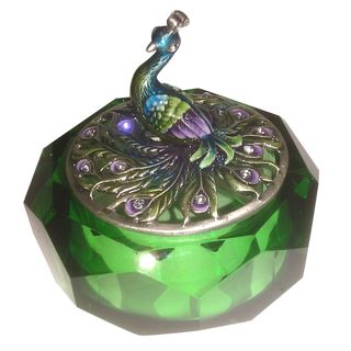 Cristiani Peacock Pewter and Crystal Trinket Box