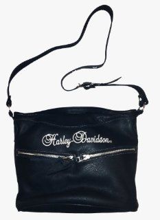 Harley Davidson® Womens Black Leather Shoulder Bag,. Front Pocket