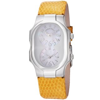 Philip Stein Womens Signature Yellow Leather Strap Quartz Watch