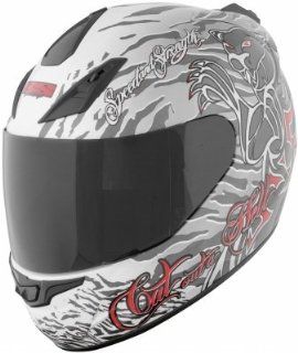 Speed & Strength SS1000 Full Face Motorcycle Helmet Silver/White Cat