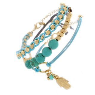 Nexte Jewelry Turquoise and Gold Bead Charm Bracelet Set
