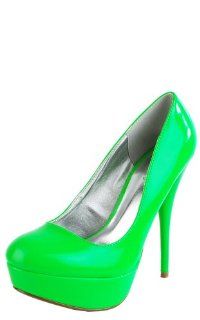 Neutral156 Neon Patent Platform Pumps GREEN Shoes