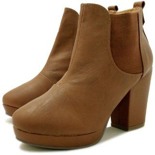 Spy Love Buy Leather Style Block Heel Chelsea Platform Ankle Boots