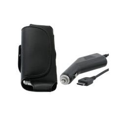 Eforcity Car Charger/ Leather Case for Samsung SGH D820 / SGH T809