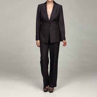 Emily Womens Grey 1 button Notch Collar Pant Suit