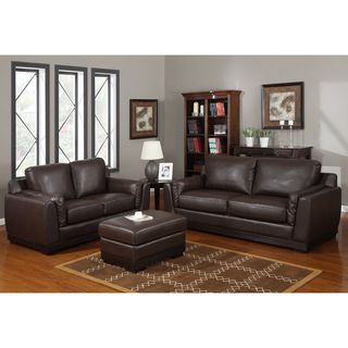 Baxton Studio Cronus Brown Leather Modern Sofa Set
