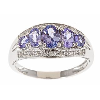 Yach Sterling Silver Tanzanite and 1/10ct TDW Diamond Ring (G H, I1