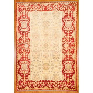 Afghan Hand Knotted Vegetable Dye Ivory/Rust Wool Rug (71 x 103