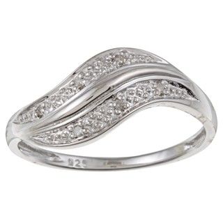 Sterling Silver Curved Diamond Accent Ring