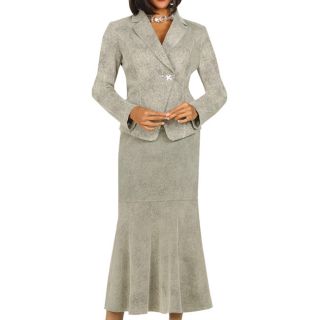 Divine Apparel Womens Plus Silver Printed Skirt Suit