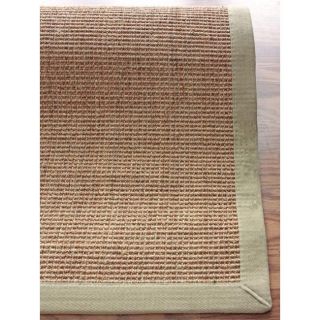 Handmade Eco Natural Fiber Green Cotton Border Sisal Rug (8 x 10