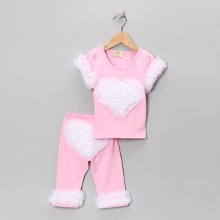 Mia Belle Baby Girls Ruffled Heart Outfit