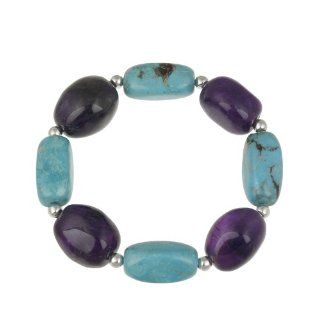 Sterling Silver Bead, Turquoise and Amethyst Nugget