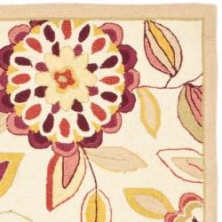 Hand hooked Chelsea Floral Garden Ivory/ Pink Wool Rug (26 x 8