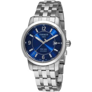 Tissot Mens PRC 200 Blue Dial Stainless Steel Quartz Watch