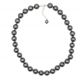 Pearlz Ocean Sterling Silver Grey Faux Shell Pearl Necklace (12mm