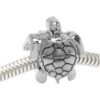 Beadaholique Silvertone Two sided Sea Turtle Large Hole Beads (Pack of