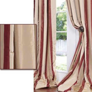Tan Striped Faux Silk Taffeta 108 inch Curtain Panel