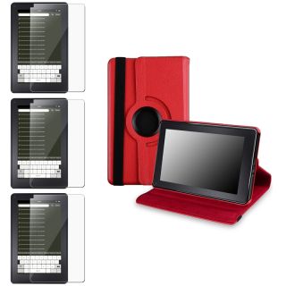 Red Leather Swivel Case/ Screen Protectors for  Kindle Fire