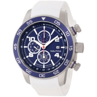 Nautica Mens Classic White Strap Blue Dial Steel Watch Today $149.99
