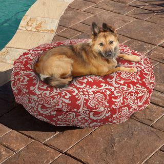 Sweet Dreams Red Damask Indoor/ Outdoor Round Corded Pet Bed