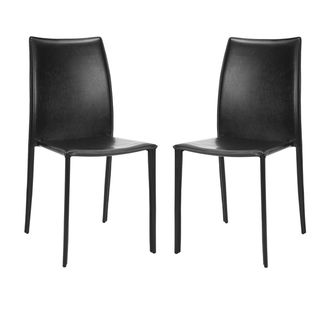 Stackable Jazzy Vinyl Black Side Chairs (Set of 2)