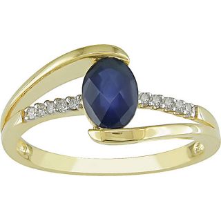 14k Gold Checkerboard Sapphire and Diamond Ring