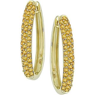 10k Yellow Gold Citrine Hoop Earrings