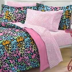 Neon Leopard 7 piece Bed in a Bag with Sheet Set