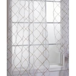 de cortina transparente, organza, blanco, con bordado entramado, 108