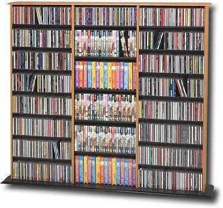Prepac Oak Triple Width Wall Media (DVD,CD,Games) Storage