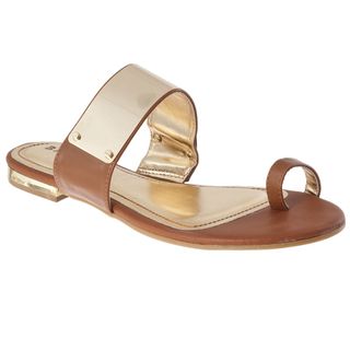 Riverberry Womens Bloom 73 Chestnut/ Gold Toe Ring Sandals
