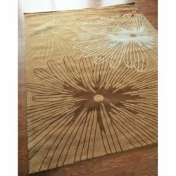 Handmade Alexa Pino Gold Floral Burst Rug (6 x 9)