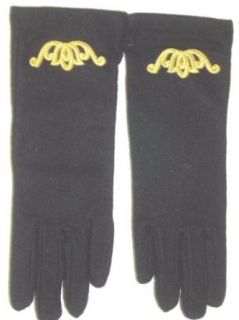 G63, Black Wool Jersey Gloves with Gold Crown Patch on