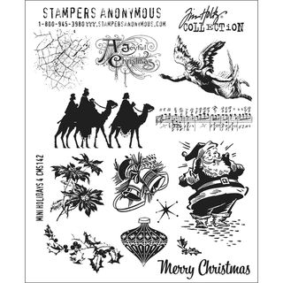 Tim Holtz Large Cling Rubber Stamp Set Mini Holiday #4