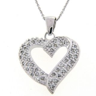 Sterling Silver 1/4ct TDW Diamond Love Heart Necklace Today $40.99