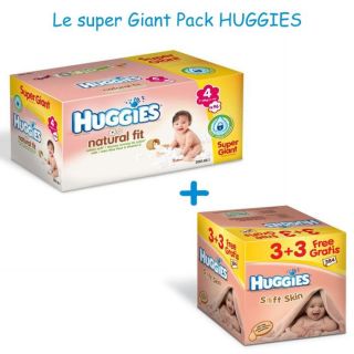HUGGIES Natural Fit Super Giant Box T4+ Soft Skin   Achat / Vente