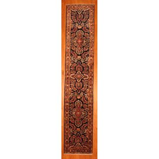 Persian Hand knotted Navy/ Red Sarouk Lilihan Wool Rug (210 x 1410
