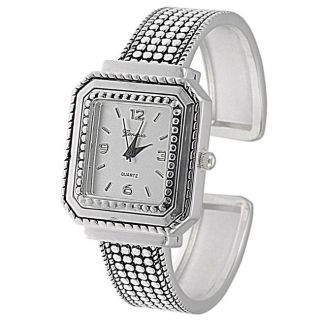 Geneva Womens Platinum Beaded Cuff Watch