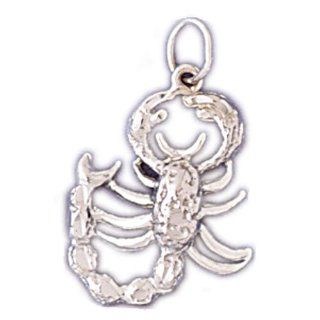 14K White Gold Scorpion Pendant Jewelry