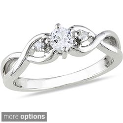 Miadora Sterling Silver 1/3ct TGW Gemstone and Diamond Accent Ring