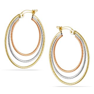 Miadora 10k Tri color Gold Hoop Earrings