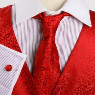 Red Pattern Formal Vest for Men Gift Idea with Neck Tie