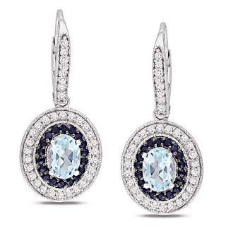 Miadora Sterling Silver Sky Blue Topaz and Black/ White Sapphire