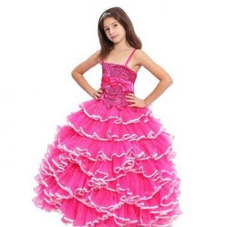 Girls Pink Sequin Bodice Ruffle Skirt Pageant Dress 8