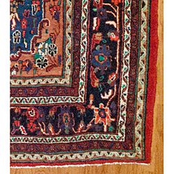 Persian Hand knotted Sarouk Lilihan Red Wool Rug (108 x 1310