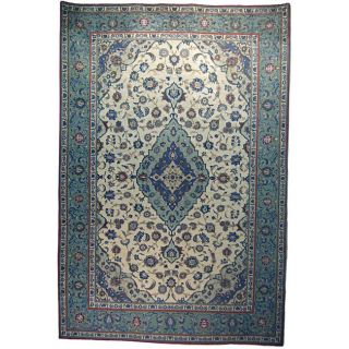 Persian Isfahan Hand knotted Ivory Rug (97 x 144)