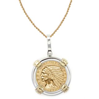 American Coin Treasures 14k Gold Sterling Silver $5 Indian Head Gold