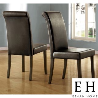 ETHAN HOME Dorian Black Faux Leather Upholstered Dining Chair (Set of