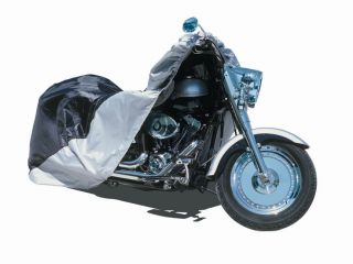Large Black/Silver Nylon Motorcycle Cover (Fits 500cc 1,100cc Bikes)